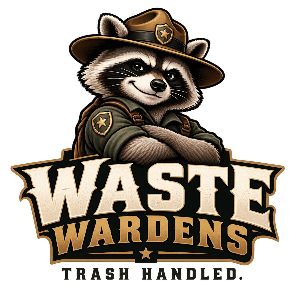 Waste Wardens raccoon logo